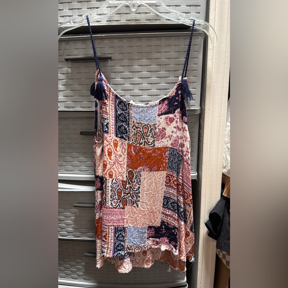 Patchwork Spaghetti Strap Top
